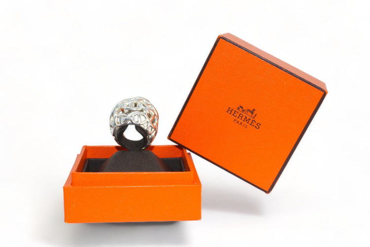 Bague 50 HERMES - Bague Chaine d'Ancre Argent 58 Facettes F17LP26