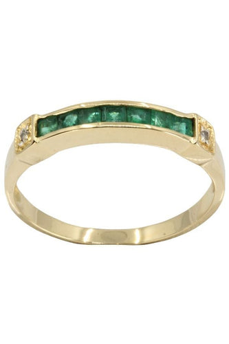 Bague DEMI-ALLIANCE ÉMERAUDES ET DIAMANTS 58 Facettes 042791