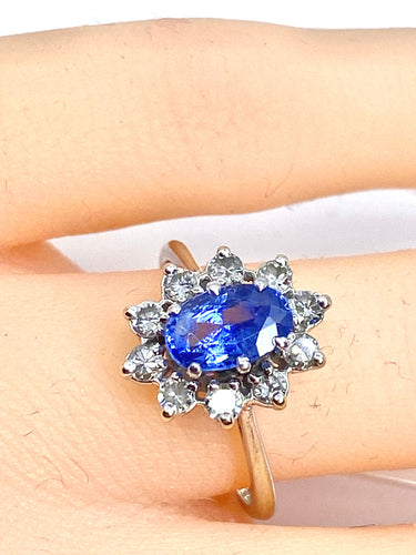 Bague Bague marguerite saphir et diamants 58 Facettes AB156
