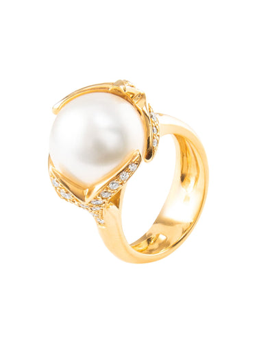 Bague Bague Perle des Mers du Sud et diamants 58 Facettes HS2865
