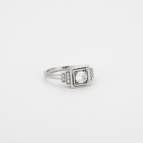 Bague 53 Bague Art Déco, or blanc, diamants 58 Facettes HS22181