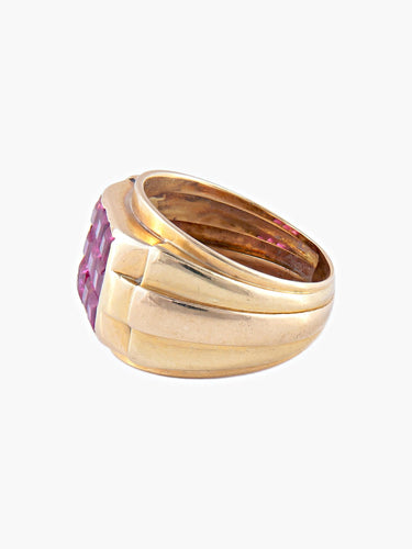Bague 49 Bague Or jaune Rubis synthétiques 58 Facettes