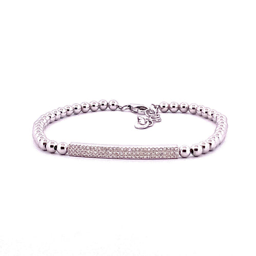 Bracelet Bracelet or blanc boules et barrettes diamants 58 Facettes