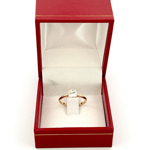 Bague 50 Solitaire en or jaune 18 carats diamants princesse 58 Facettes