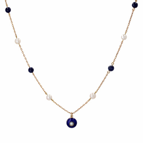Collier Collier Or, Perles de culture et de Lapis lazuli 58 Facettes APCB-5248217