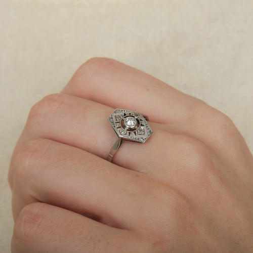 Bague 53 Bague Art Déco platine or blanc diamants 58 Facettes 2334