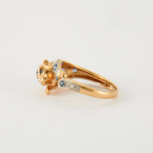 Bague 54 Bague panthère en Or jaune, saphirs & diamants 58 Facettes