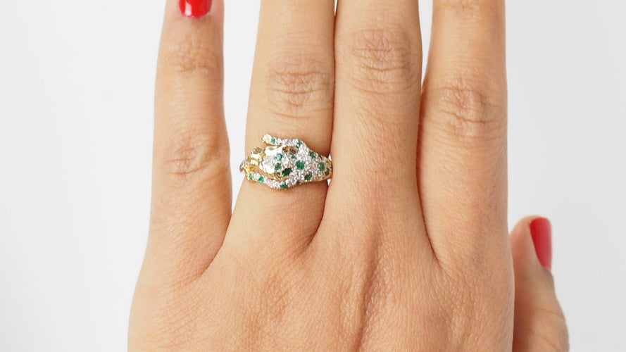 Bague 53.5 Bague Panthère émeraudes et diamants 58 Facettes 31862