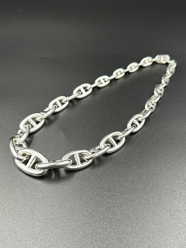 Bracelet HERMÈS. Collection «Chaîne d’Ancre », rare collier en chute argent 925/00 58 Facettes