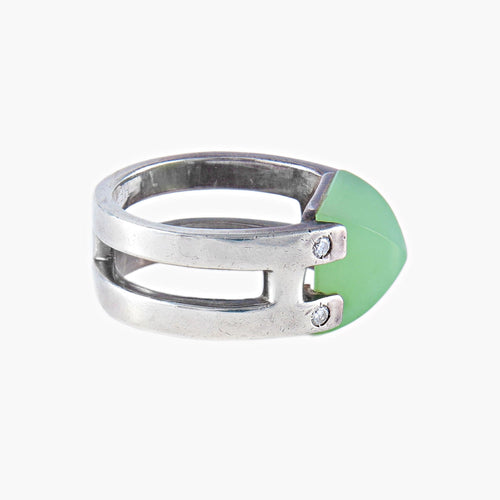 Bague Bague Hermès Argent Pierre verte 58 Facettes