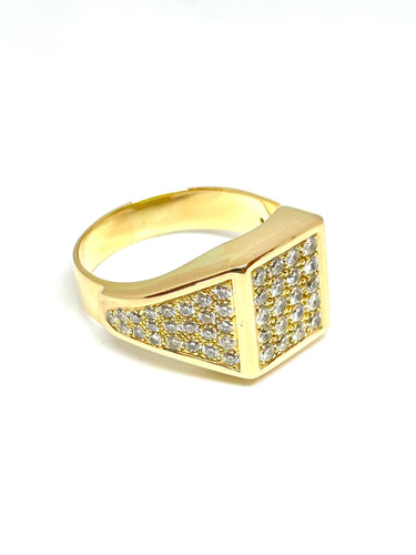 Bague Bague homme en or jaune et pavage de diamants 58 Facettes