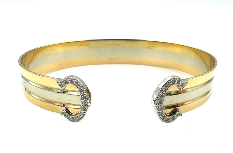 Bracelet CARTIER. Collection Double C, bracelet 3ors et diamants (full set) 58 Facettes
