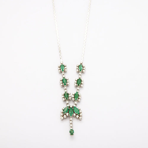 Collier Collier en Or gris, émeraudes, diamants 58 Facettes