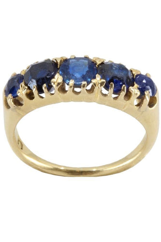 Bague BAGUE ANCIENNE JARRETIÈRE SAPHIRS 58 Facettes 055321