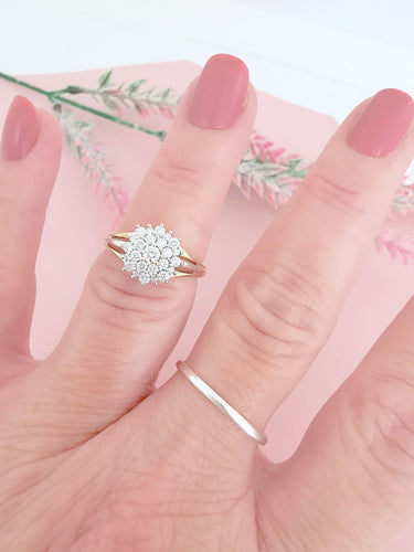 Bague 54.5 Bague Fleur Or deux tons & Diamants 58 Facettes AA 1576