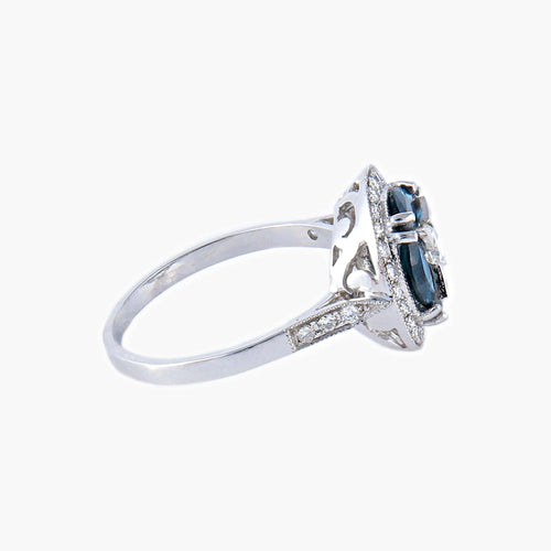 Bague 55 Bague style Art Déco Saphirs Diamants 58 Facettes