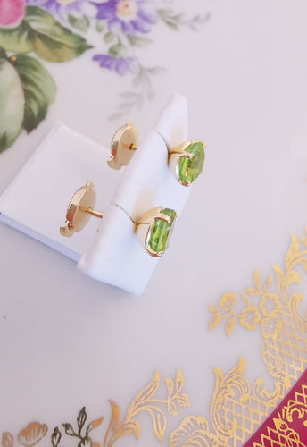 Boucles d'oreilles Clous d'oreilles Péridots Ø 6 mm 58 Facettes AA 1506