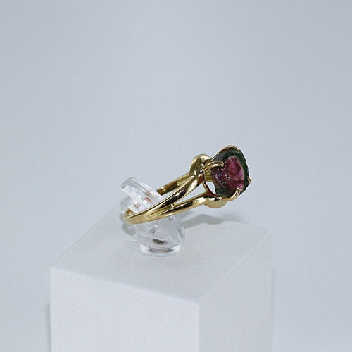 Bague 53 Bague tourmaline pastèque brute 58 Facettes