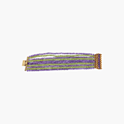 Bracelet Bracelet Multi-rangs Améthystes et Péridots 58 Facettes