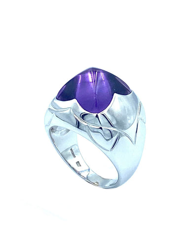 Bague BVLGARI. Bague "Pyramide" en or blanc et améthyste 58 Facettes