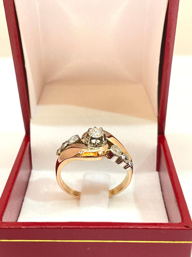 Bague Bague ancienne or rose et blanc trilogie de diamants 58 Facettes