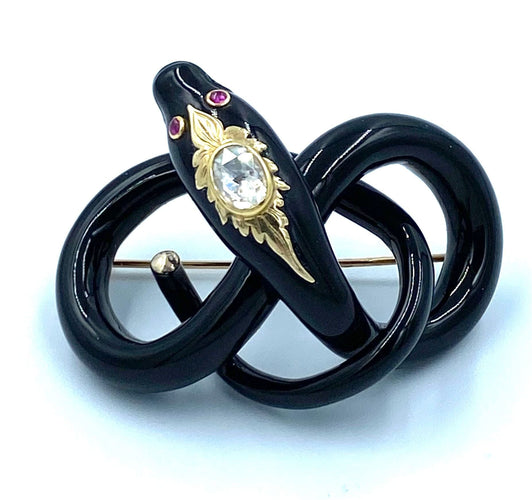 Broche Broche 19ème, or jaune, émail et diamant 58 Facettes
