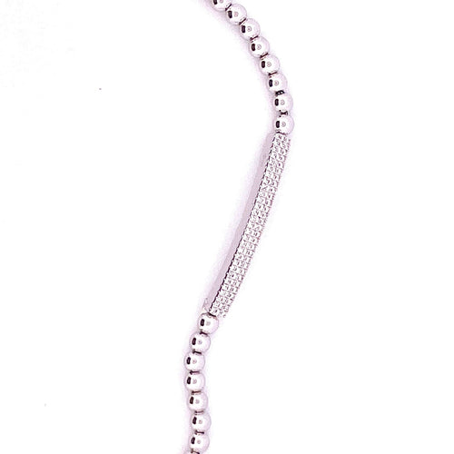 Bracelet Bracelet or blanc boules et barrettes diamants 58 Facettes