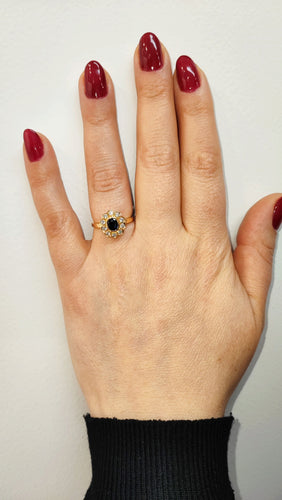 Bague 54 Bague marguerite saphir et diamants 58 Facettes Alpers