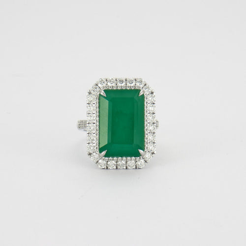 Bague 54 Bague Emeraude 11cts Diamants 58 Facettes B0843