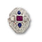 Bague 57.5 Bague de style Art Déco en platine 950 avec saphirs et rubis 58 Facettes Q11B