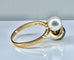 Bague 50.5 Bague en or jaune 18 carats, perle de Tahiti, perle de culture blanche et diamants 58 Facettes AB264
