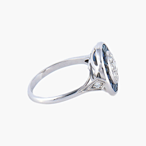 Bague Bague style Art Déco Diamants Saphirs 58 Facettes