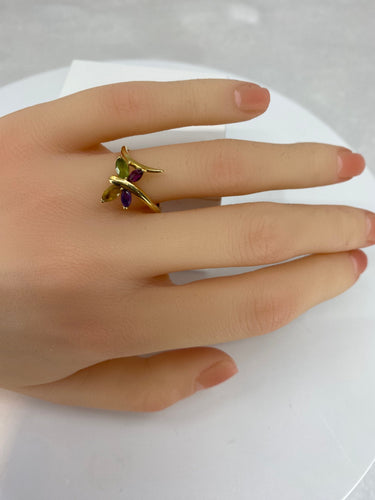 Bague Bague papillon en or jaune & pierres fines 58 Facettes