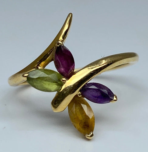 Bague Bague papillon en or jaune & pierres fines 58 Facettes
