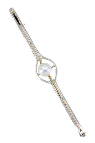 Broche BROCHE BARRETTE ANCIENNE PERLE ET DIAMANTS 58 Facettes 047860