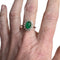 Bague 55 Bague rosace en platine de style Art Déco avec diamants et émeraude 58 Facettes Q12B