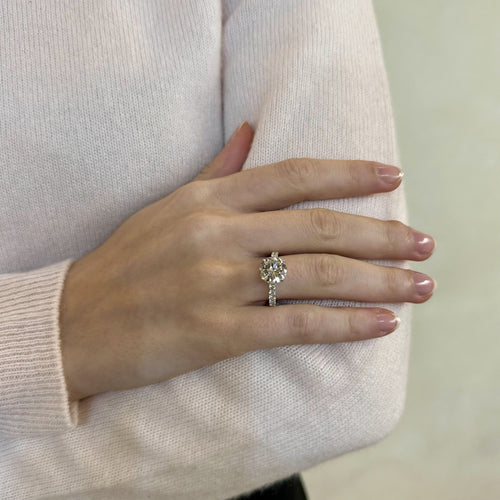 Bague Solitaire en or gris, diamant 58 Facettes