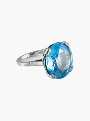 Bague 52.5 Bague Argent Art Déco Pierre de Synthèse 58 Facettes
