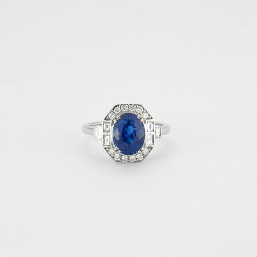Bague Bague octogonale saphir et diamants 58 Facettes 0760