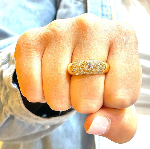Bague Bague jonc en Or jaune & Diamants 58 Facettes