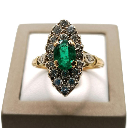Bague Bague Marquise émeraude et diamants 58 Facettes 2061