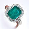 Bague 53 Bague Art Déco Or blanc Émeraude Diamants 58 Facettes