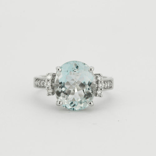 Bague 53 Bague Aigue-marine Diamants 58 Facettes