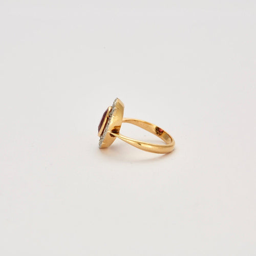 Bague 49 Bague Ancienne Diamants Pierre Rose 58 Facettes