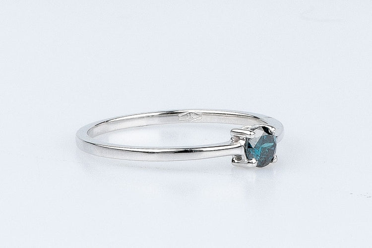 Bague Bague solitaire diamant fancy blue en or blanc 58 Facettes 53072-52-28