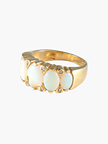Bague 51 Bague Jarretière Opales Diamants 58 Facettes