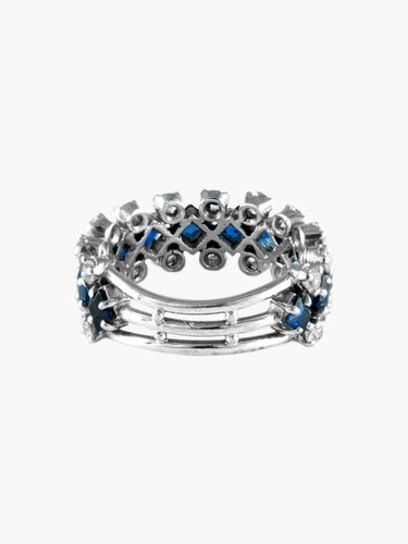 Bague Demi Alliance Or Blanc Saphirs Diamants 58 Facettes