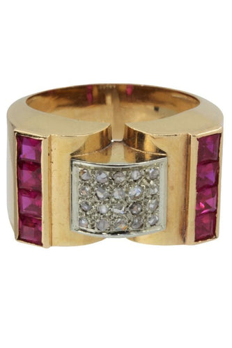 Bague 59 BAGUE TANK RUBIS ET DIAMANTS 58 Facettes 043961