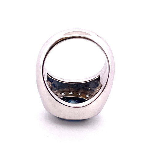 Bague Chevalière  femme Or Saphir Diamants 58 Facettes