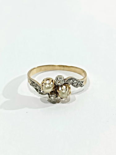 Bague 52.5 Bague Toi Et Moi Or Diamants Et Perles 58 Facettes 2308/1